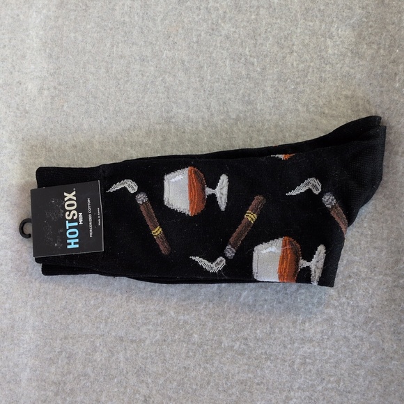 Hot Sox Black Cigar Alcohol Crew Socks Men's Sock Size 10-13 NWT - Picture 1 of 3
